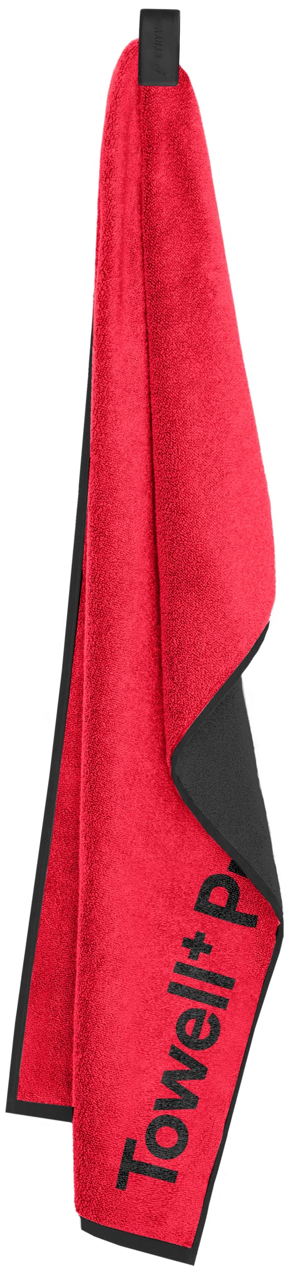 STRYVE TOWELL+Pro Sporthandtuch (105 x 42,5cm) Fitness Handtuch mit Magnet, Tasche + Rutschschutz, Badetuch, Yoga & Fitnessstudio Handtuch (Towell Pro, Neon Red)