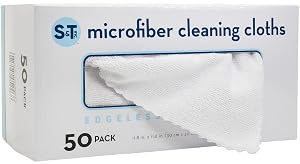 S T INC 50 Pack Microfiber Cleaning Cloth with Box Bulk Towels for Home Reusable Microfiber Towels for