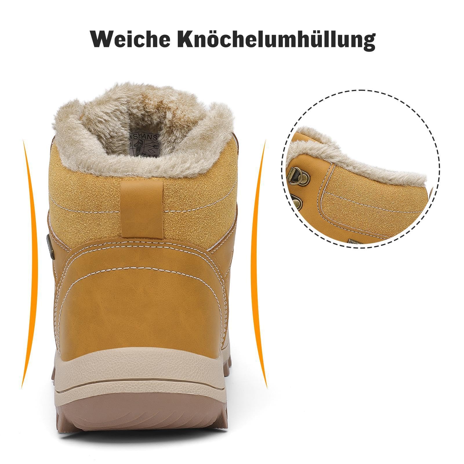 Mishansha Scarpe Uomo Donna Invernali Impermeabili Antiscivolo Stivaletti Invernali con Pelo, Gr.36-48