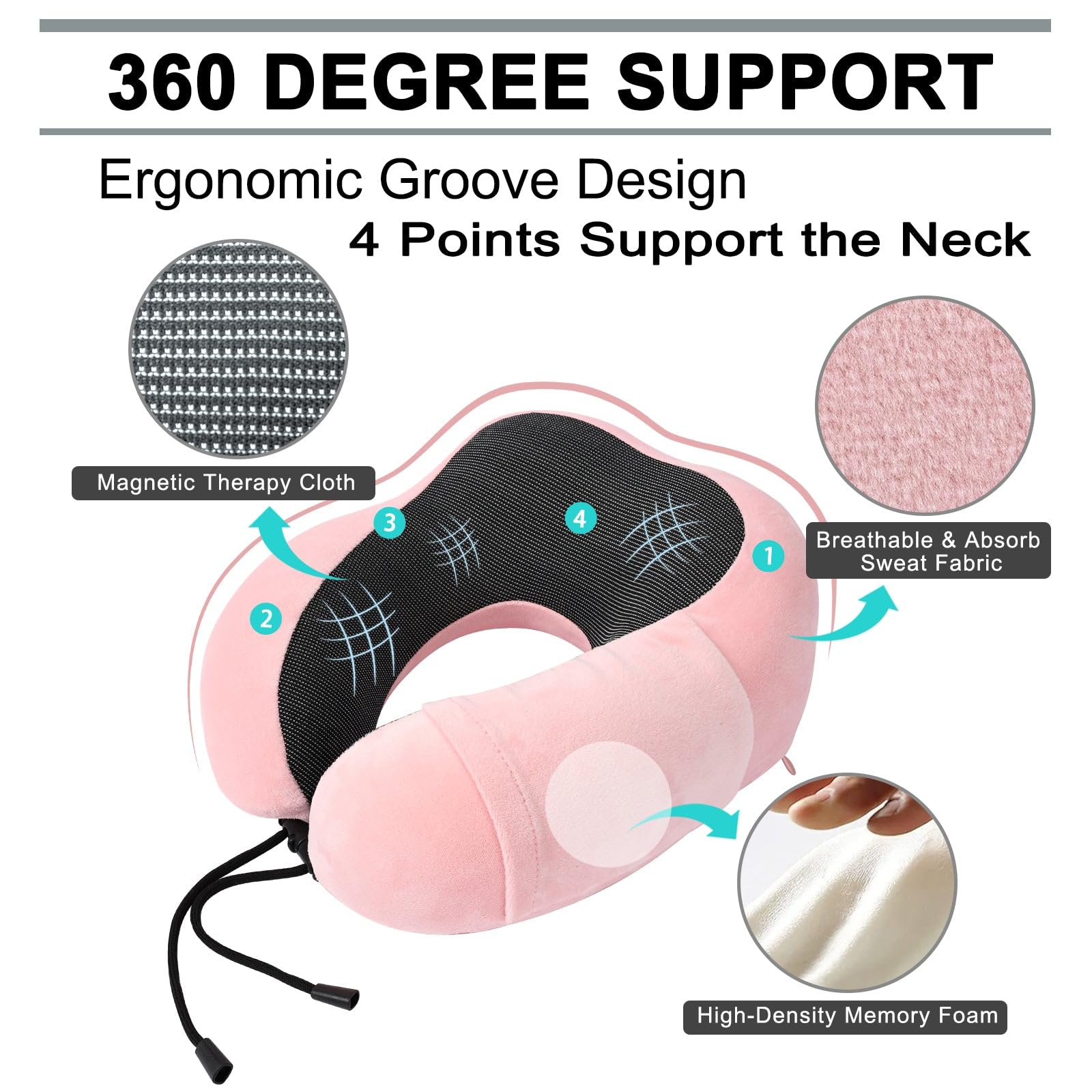 urnexttour Juego de almohada y manta de viaje, almohadas para el cuello, mantas suaves con máscara para dormir, esenciales de viaje para avión, coche, espuma viscoelástica, color rosa