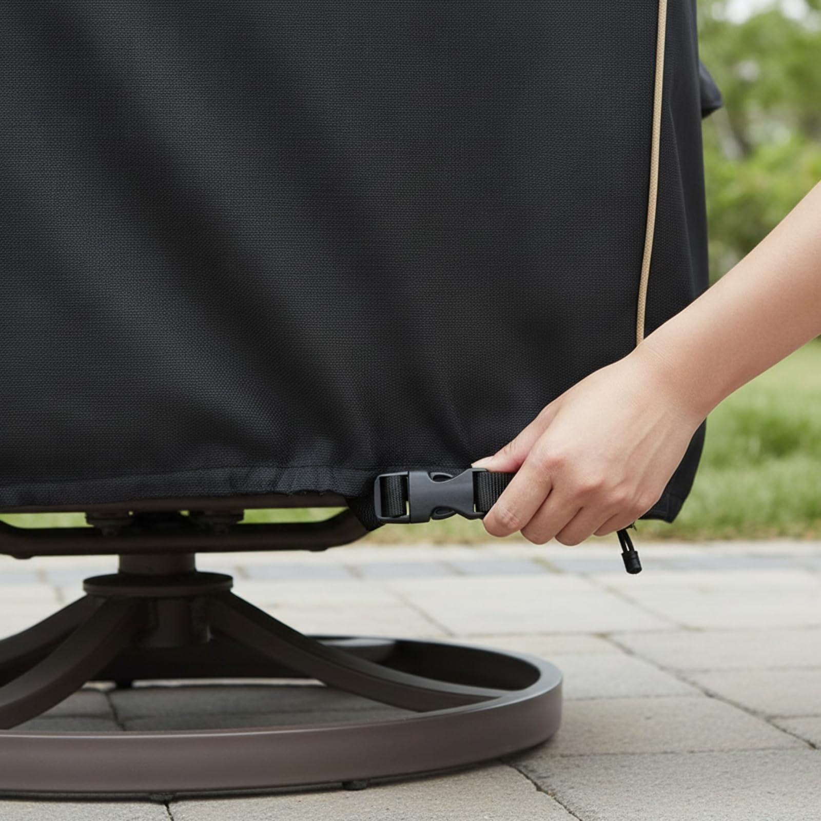 Copertura Copri Poltrona Impermeabile Coprisedia Resistente Ai Raggi Coprisedie da Esterno per Giardino, Balcone, 33" Larghezza X 35" Profondità X 38.5" Altezza, Nero