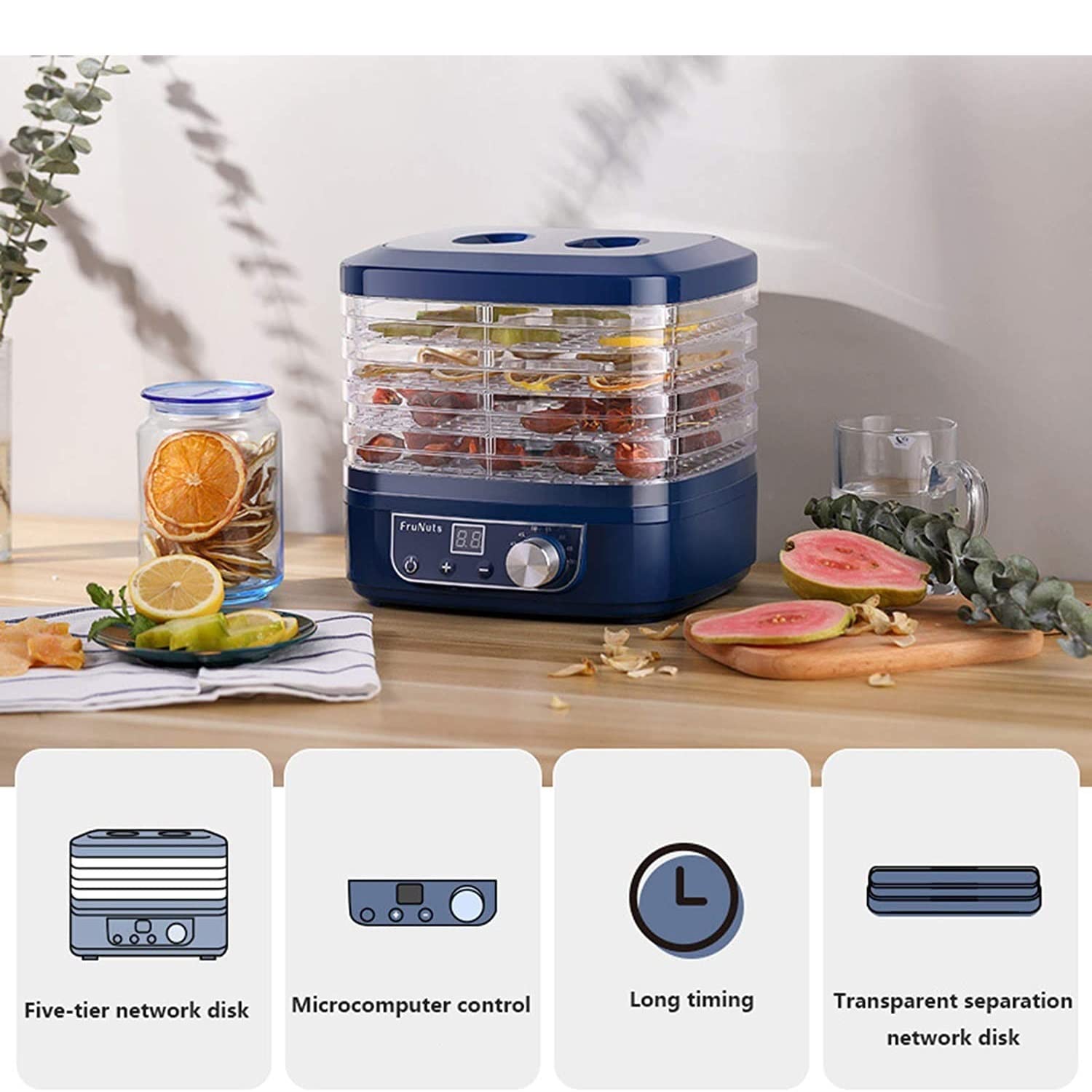 Amazon.co.jp: Beyori 5段デジタル食品脱水機、250W | 大型5トレイ 