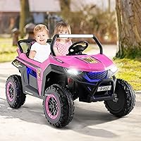 Vista 9 de OLAKIDS Vehículo eléctrico de 2 plazas para niños, UTV de 12 V con control remoto, suspensión de resorte, arranque suave, música Bluetooth FM