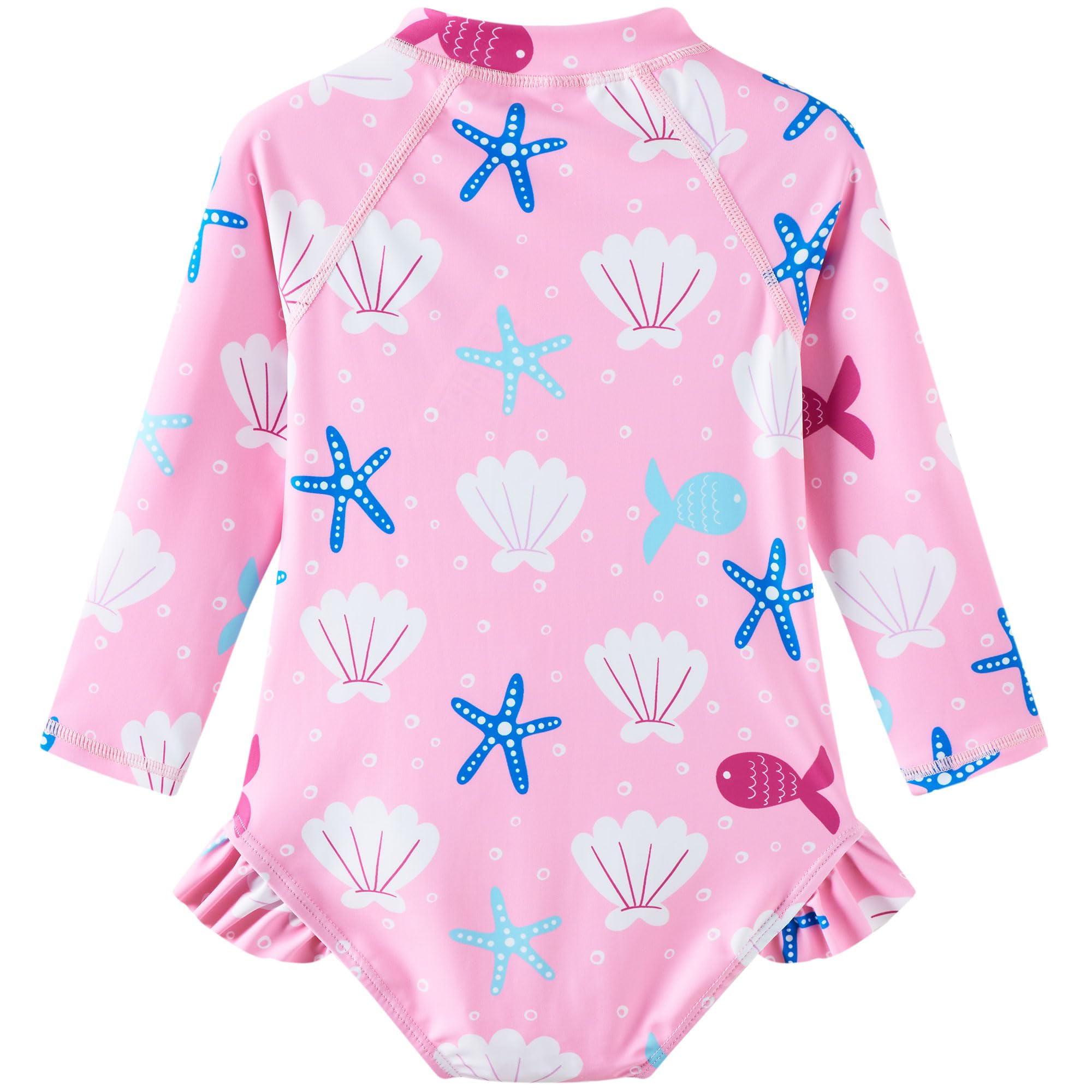UMELOK Costume da bagno intero da bambina, a maniche lunghe, con protezione solare UPF 50+