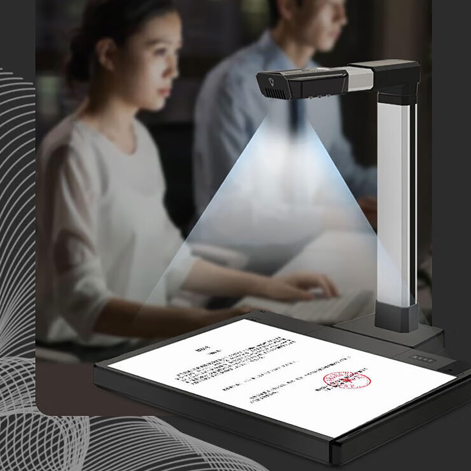 Duży skaner formatu A3, skaner dokumentów z oświetleniem LED, 1600 W pikseli o wysokiej rozdzielczości, prędkość skanowania: 1s, autofokus, do dokumentów, rachunków, zamówień dostawy i kodów
