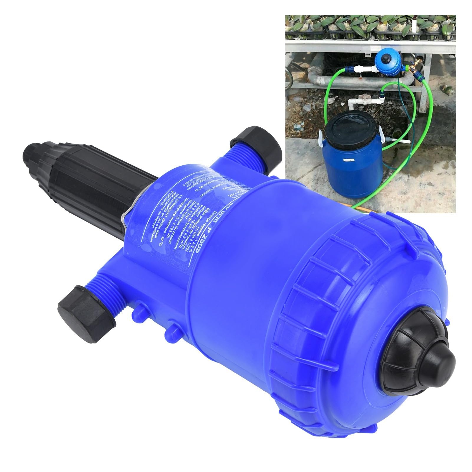 CHICIRIS Dosificador de Líquido Químico Dispensador de Precisión para Inyección de Fertilizantes Rango de Proporción 0,2-2% Material PP Color Azul para Riego Agrícola