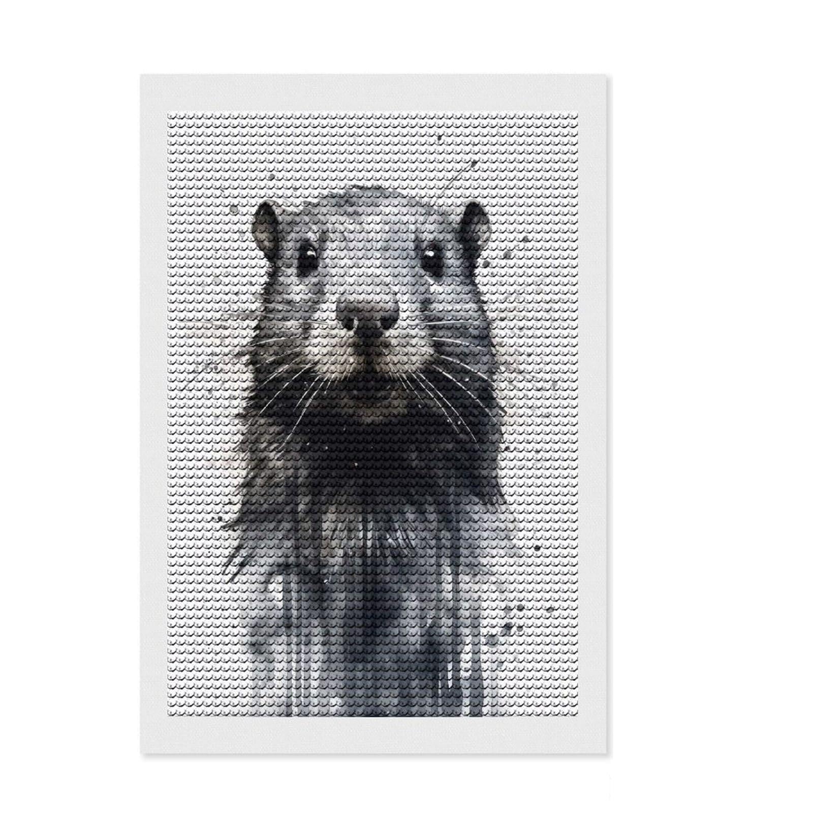 Junmoney Beaver Beauty Black Ink Diamond Painting Canvas Set 8"x12", for Teens, Simple to Start, Farmhouse Decor, Thoughtful Handmade Gift