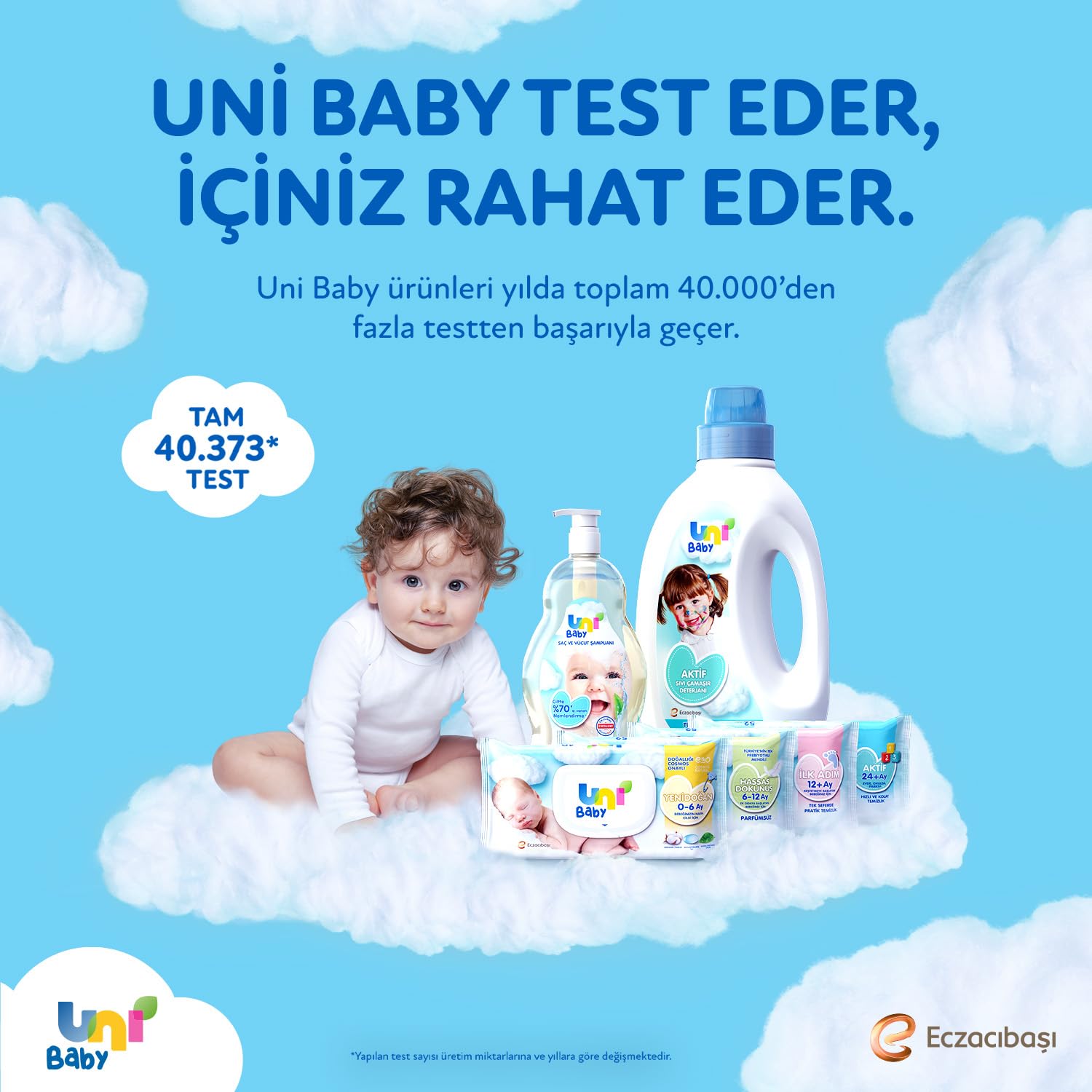 Uni Baby Aktif Sensitive Bebek Islak Mendil 24+ Ay 12x90 Adet