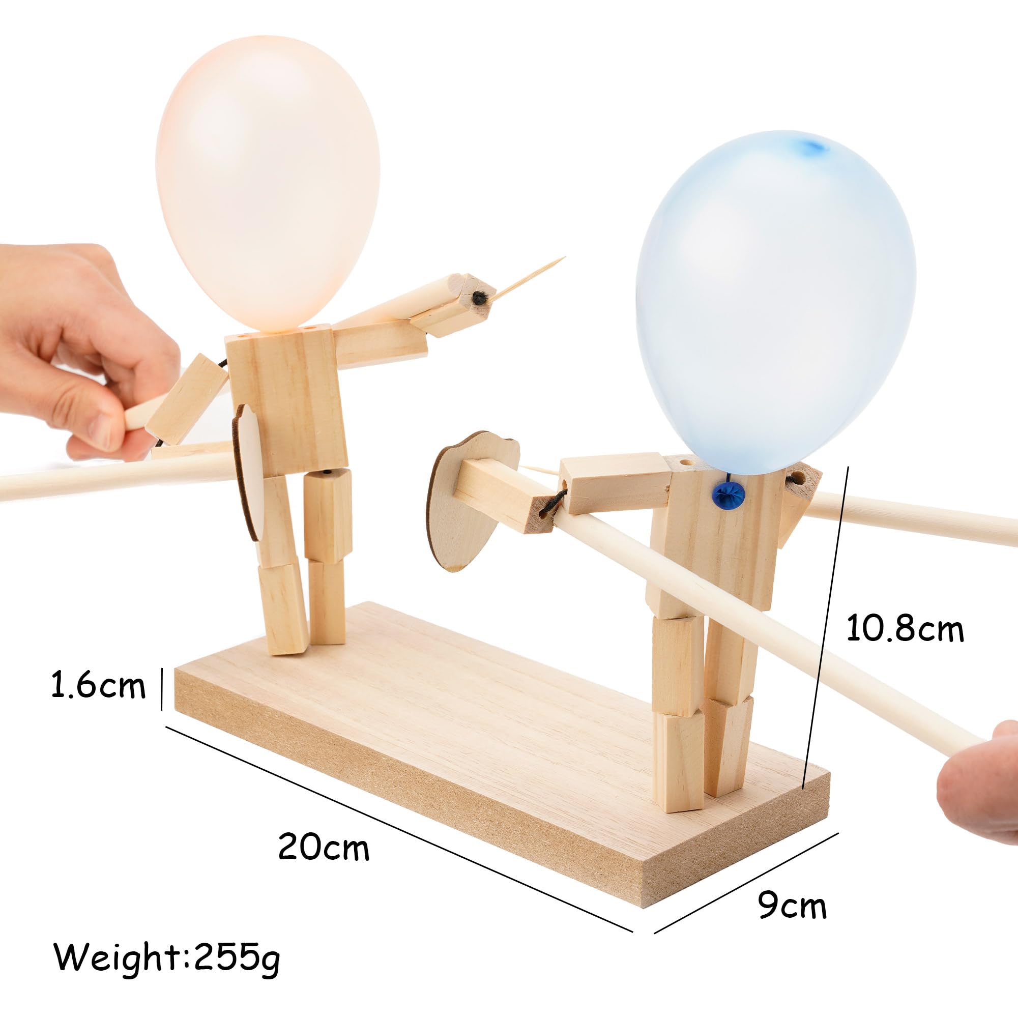 Juego De Esgrima Con Muñecos De Madera Y Globos – Batalla Para 2 Jugadores – Ideal Para Fiestas Y Competiciones