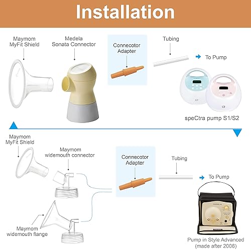 Miniatura 3 de Adaptador de conector compatible con conector Medela Sonata para usar con Spectra S1, S2 Bomba compatible con brida de boca anchaconector y tubo de