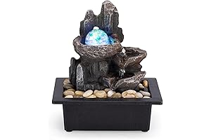 Tabletop Fountain: Indoor Tranquility with Rotating Ball and Natural River Rocks