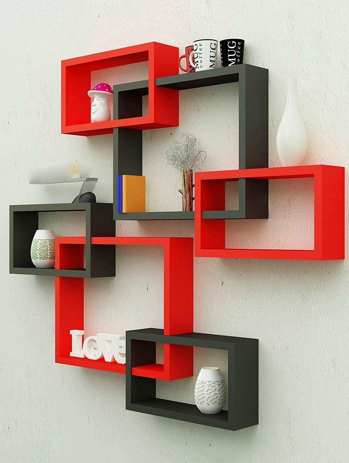 METRO IRON & WOOD HANDICRAFTS Intersecting Floating Shelves Set of