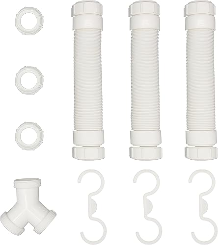 Miniatura 3 de Trampa P de perfil bajo, extensible y flexible, drenaje de fregadero de doble tazón, trampa P con adaptador de 1-12 a 1-14