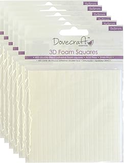 Dovecraft 3D Foam Squares, 6 X packs 5x5mm, double sided adhesive, sticky pads for cardmaking and decoupage