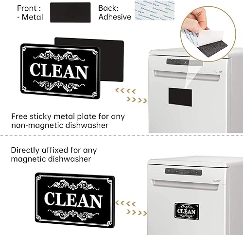 Miniatura 3 de Dirty Clean - Imán para lavavajillas, imán limpio y sucio para lavavajillas, contenedor de platos que dice lavado o sucio para refrigerador para