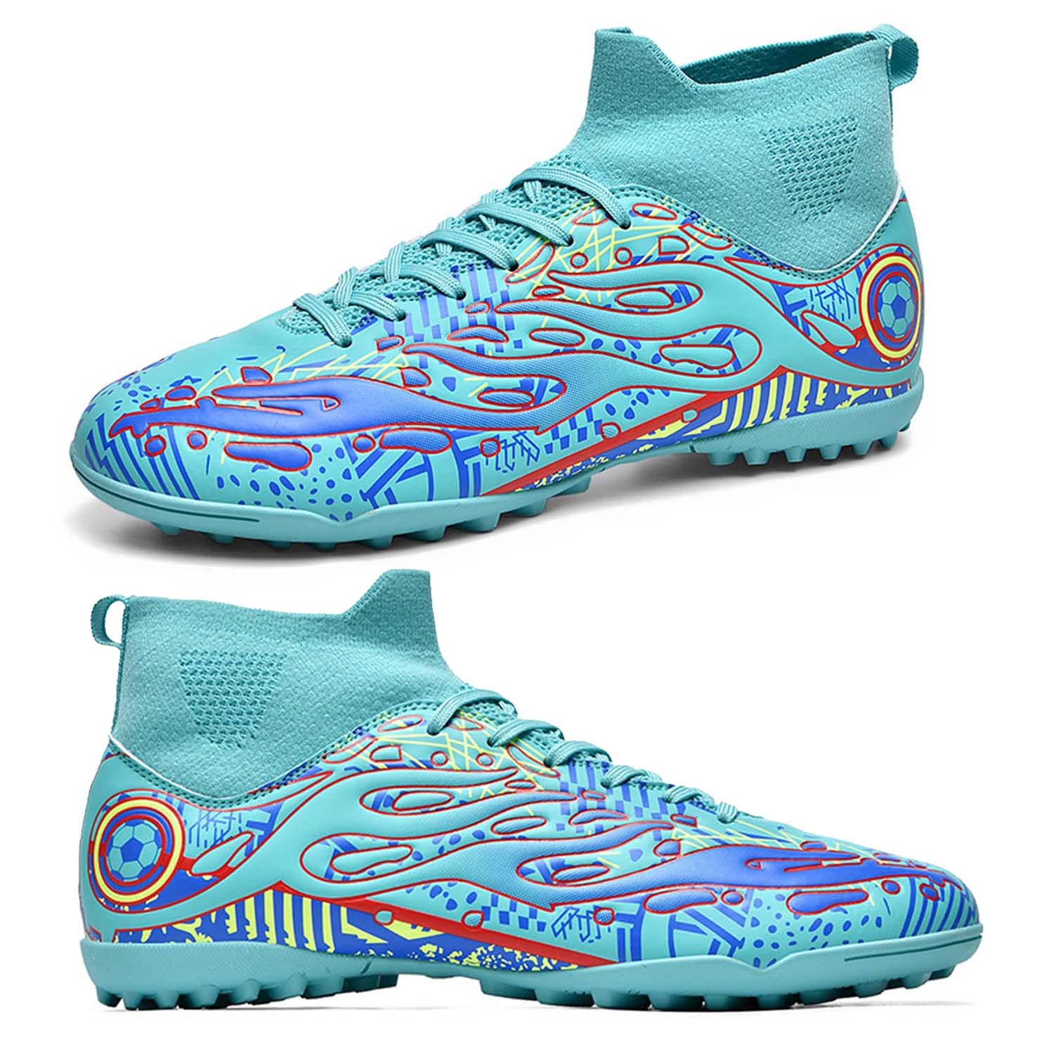 Big Kids Soccer Shoes Unisex Academy Indoor Outdoor Football Turf Durable Rubber Shoes TPU Outsole for Adult Ankle Cleats