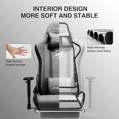 Miniatura 7 de GTPLAYER Silla de juegos con reposapiés, tela transpirable, silla ergonómica grande y alta para computadora, 350 libras con soporte lumbar ajustable