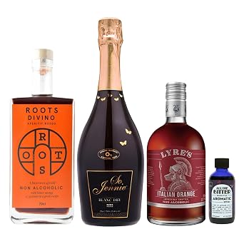 Aperitivo Hour Kit - Non-Alcoholic Negroni Sbagliato, Spritz and Americano Bundle, Lyres Italian Orange, Roots Divino Rosso, So Jennie Paris Blanc Dry, Aromatic Bitters, 4 Bottles