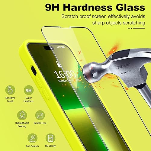 Miniatura 392 de BossKiss Funda compatible con iPhone 14 Pro, silicona mejorada [protección de cámara] [2 protectores de pantalla 9H], forro interior de microfibra