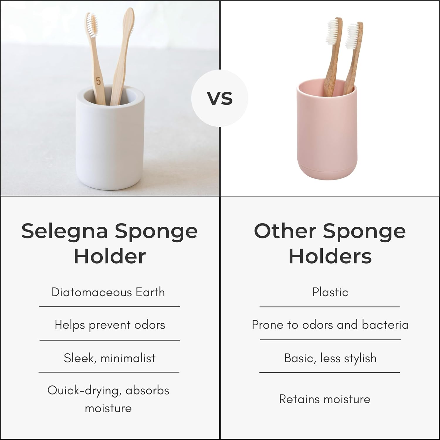 Selegna Drying Stone Toothbrush Holder, Diatomite Toothbrush Holders for Bathroom, Quick Drying Electric Toothbrush & Toothpaste Holder Cup, Diatomaceous Earth Bathroom Sink Organizer (Light Grey) - Image 8