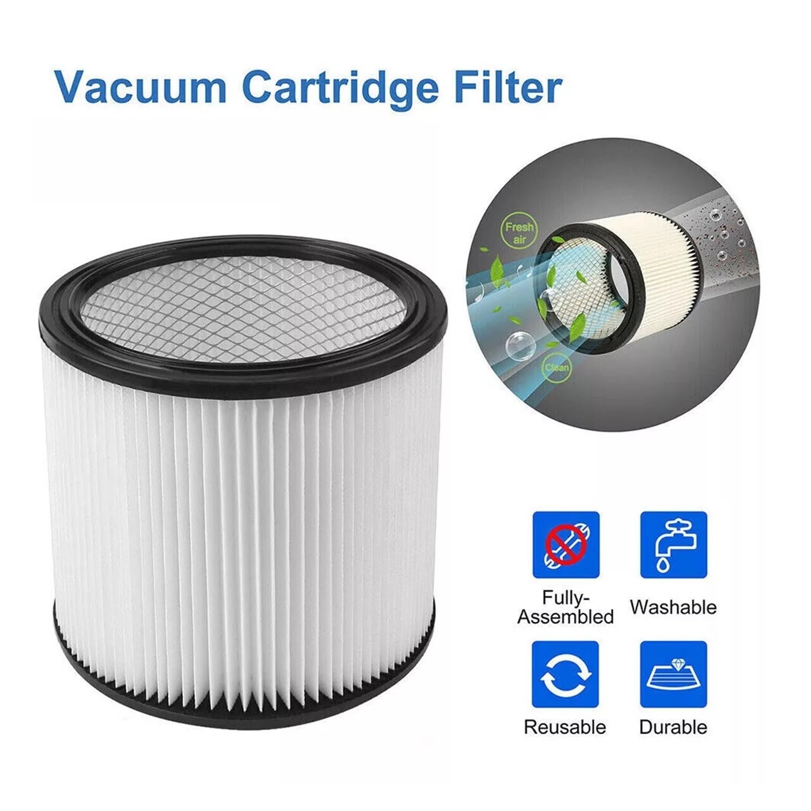 Filtry kartridżowe na mokro i sucho kompatybilne z akcesoriami do filtrów odkurzacza Shop-Vac 90304