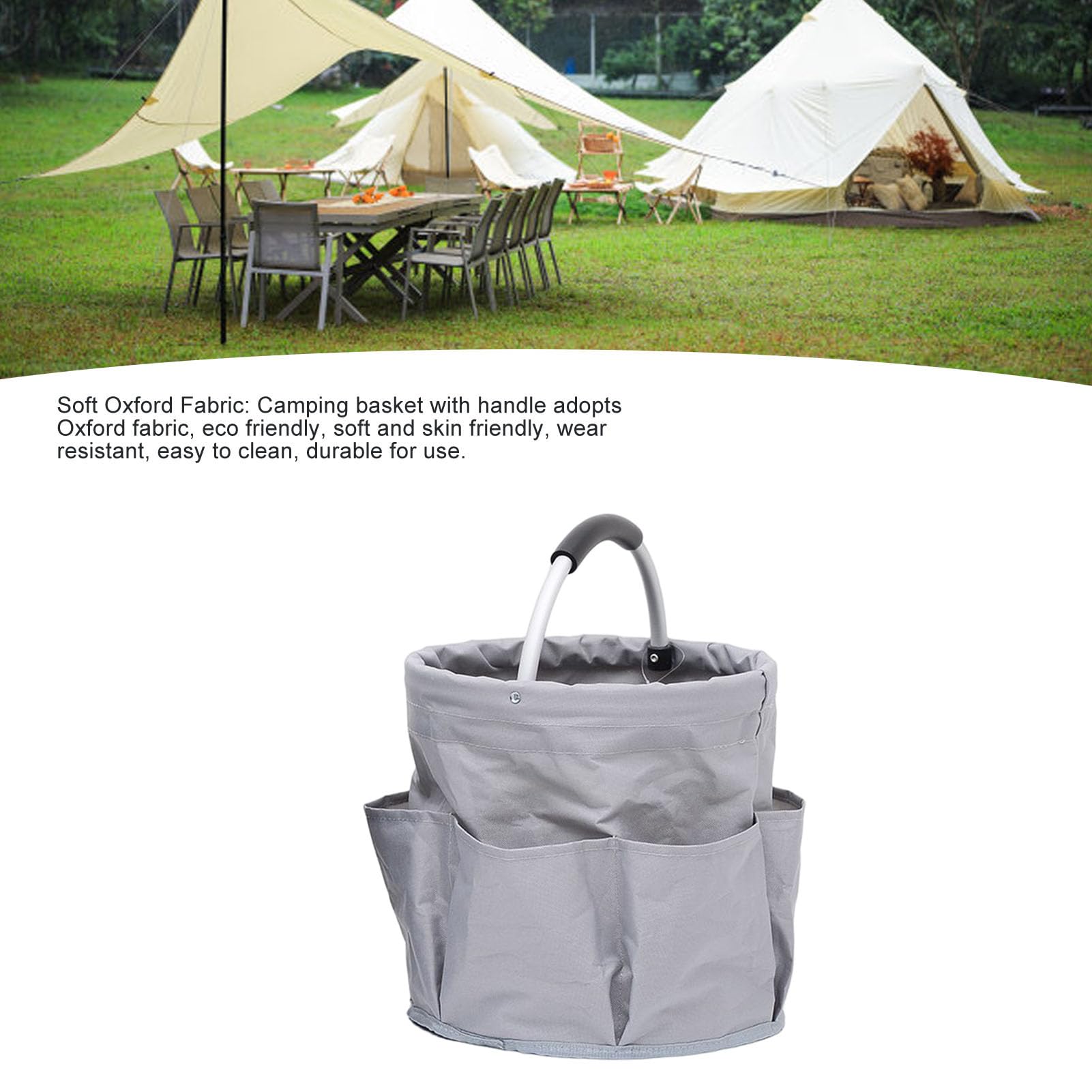 Faltbarer Picknickkorb Aus Oxford-Stoff - Isolierter Tragkorb Für Camping & Outdoor, Blau, 40x20x23cm