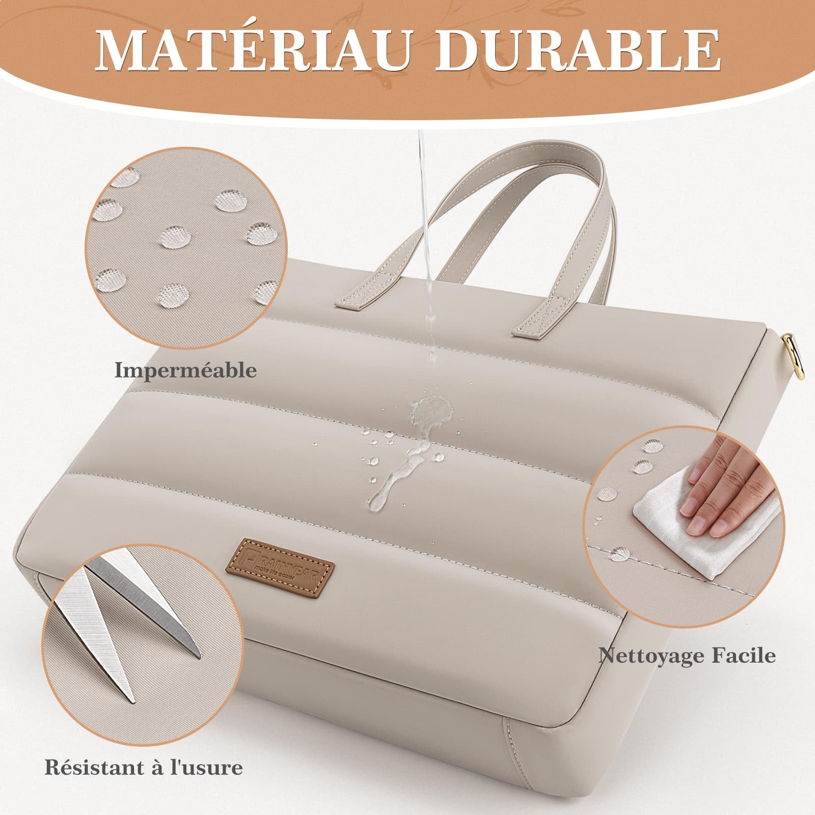 RAINYEAR Sacoche pour ordinateur portable 13-14 pouces pour Macbook Chromebook, Étui Élégant pour Bureau de Travail Business University, Sac à main avec compartiment pour ordinateur portable