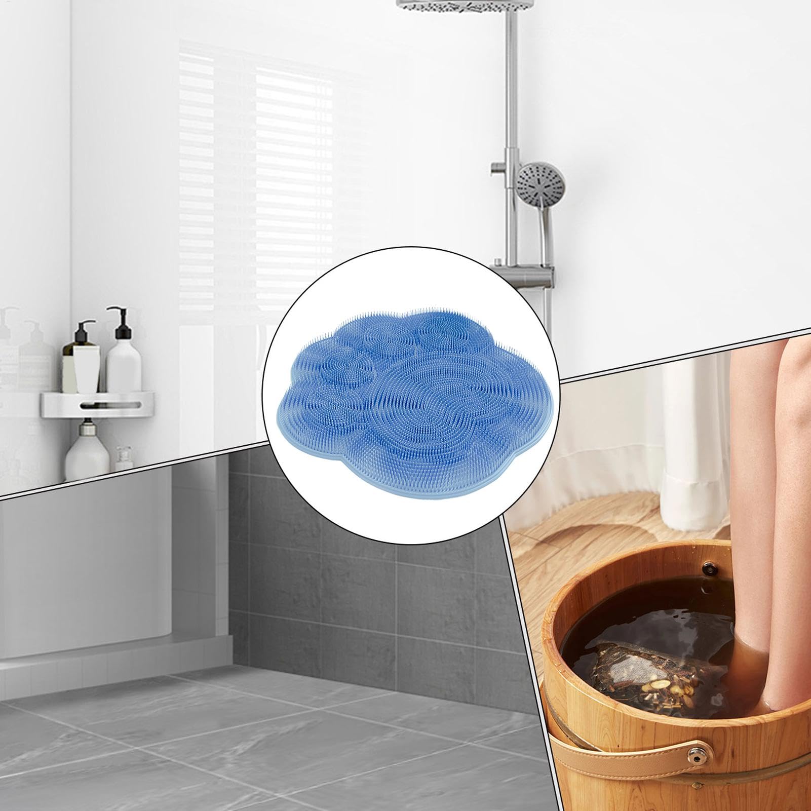 Almohadilla de lavado de espalda | Alfombrillas de baño de silicona para pies | Limpiador de piel muerta con ventosa antideslizante para y talones
