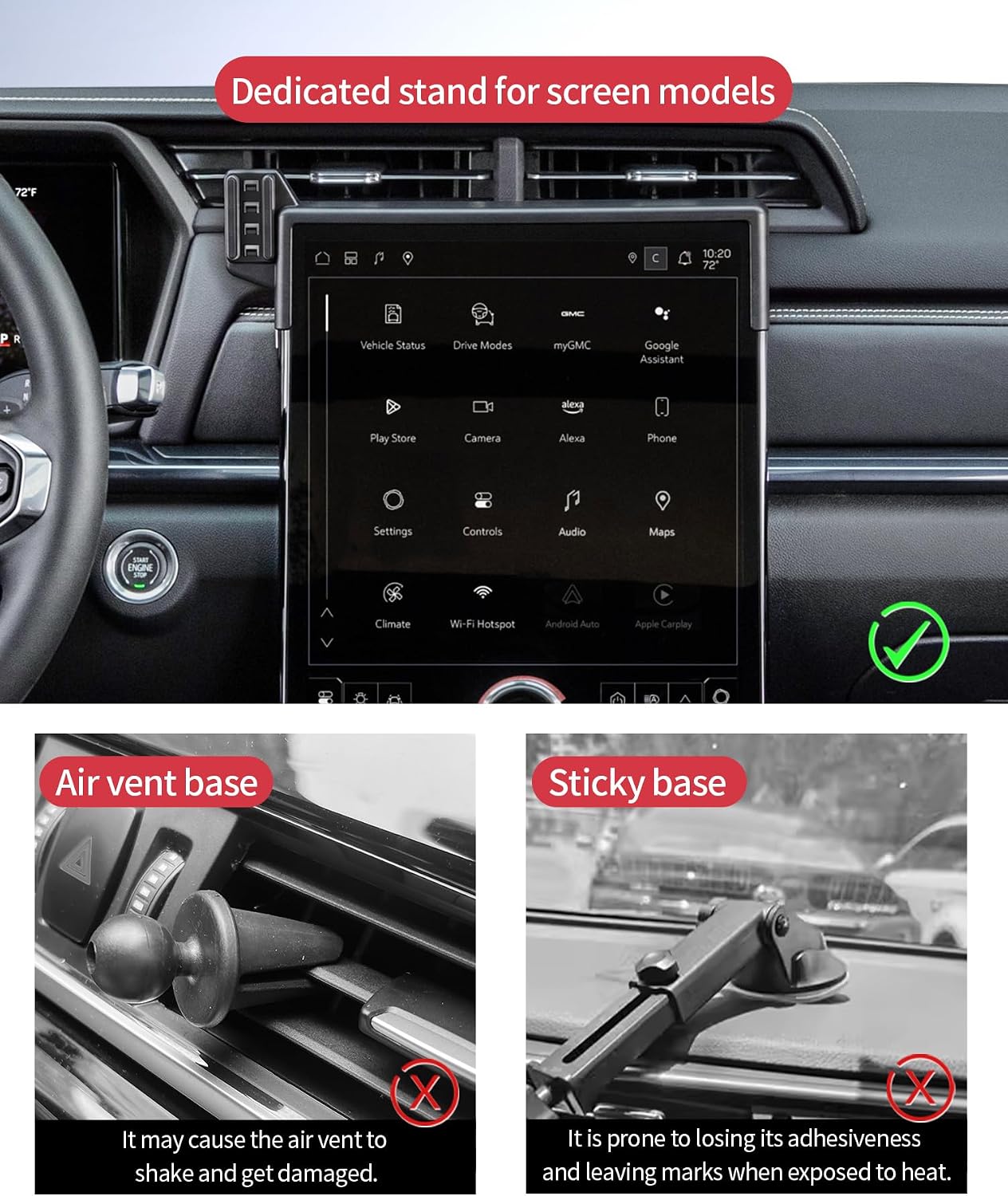 Car Phone Holder for GMC Terrain 2025-2026, 15" Screen Fixed Clip, Auto Accessories Navigation Bracket, Interior Decoration Mobile Phone Mount, 360° Rotation
