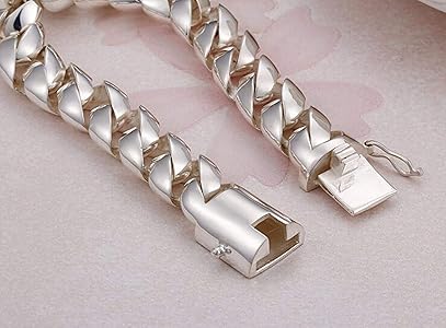 Daesar 925 Sterling Silver Bracelet for Men Curb Chain Silver