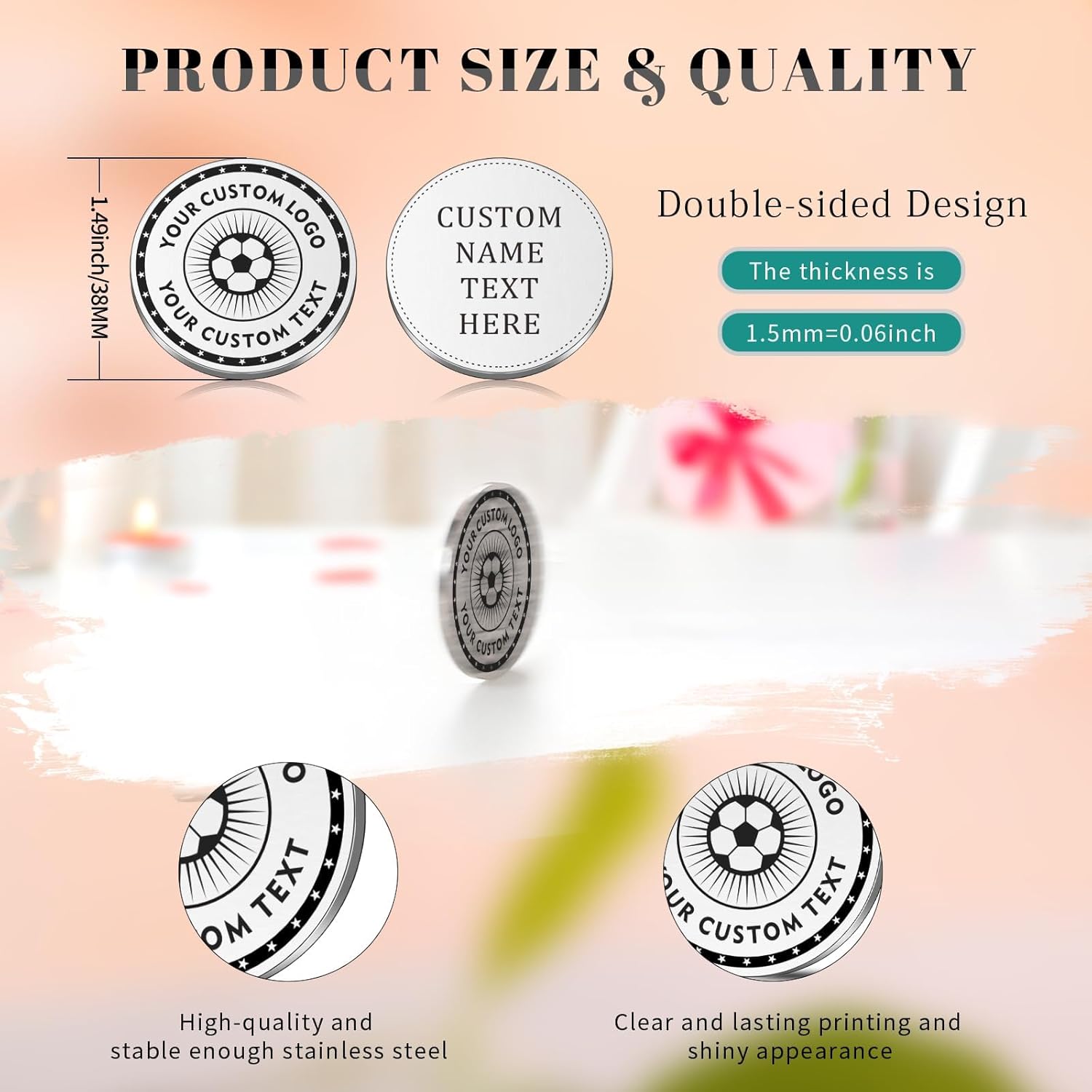 Custom Coin with Custom Logo/Text/Photo Challenge Coin Gifts for Him Her Coworker Appreciation Coins Bulk Gift for Company Colleague Anniversary Wedding Couple Pocket Hug Token (150)