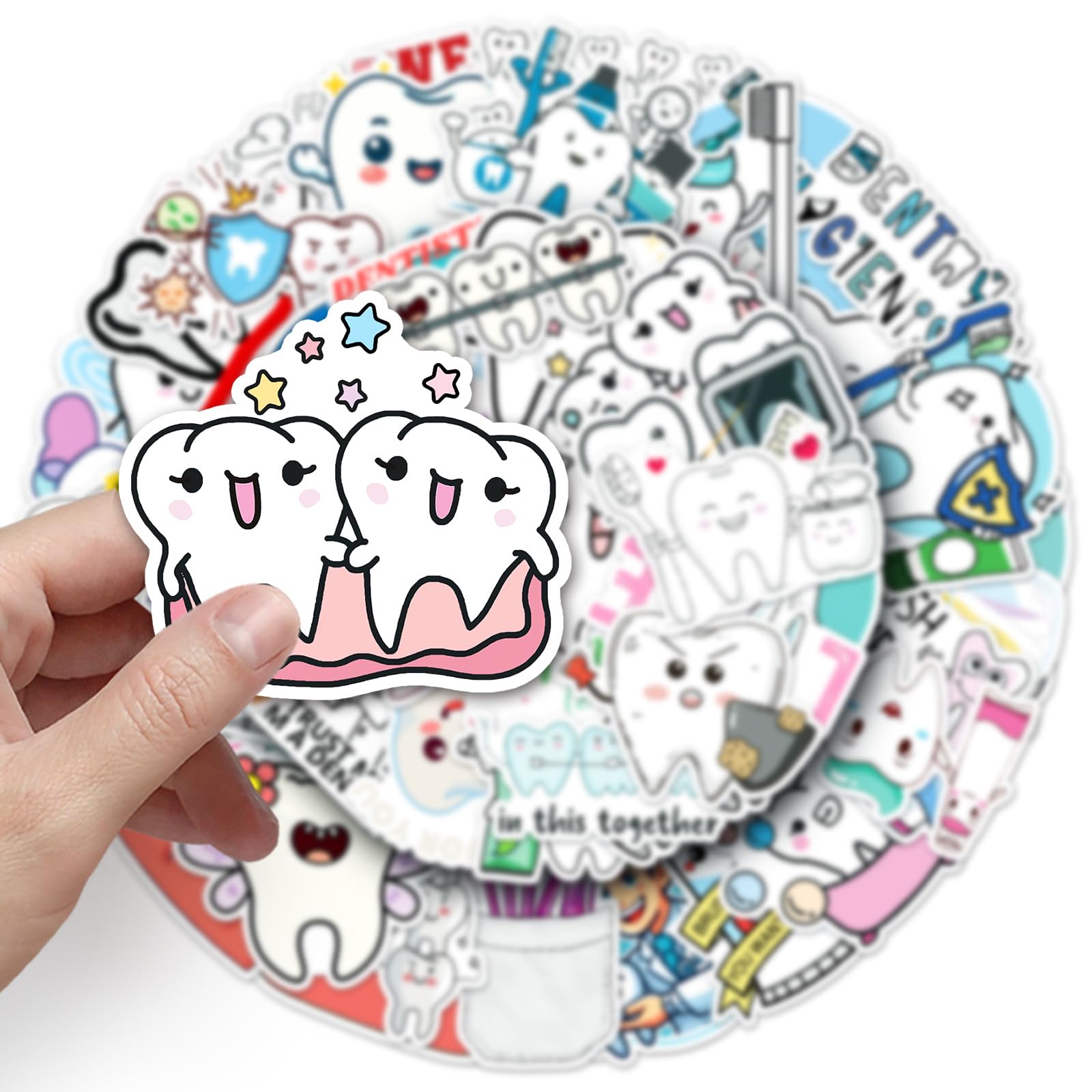 50PCS Teeth Stickers for Computer,Car,Phone,Scrapbook,Helmet,Water Bottle,Laptop,Skateboard - Image 2