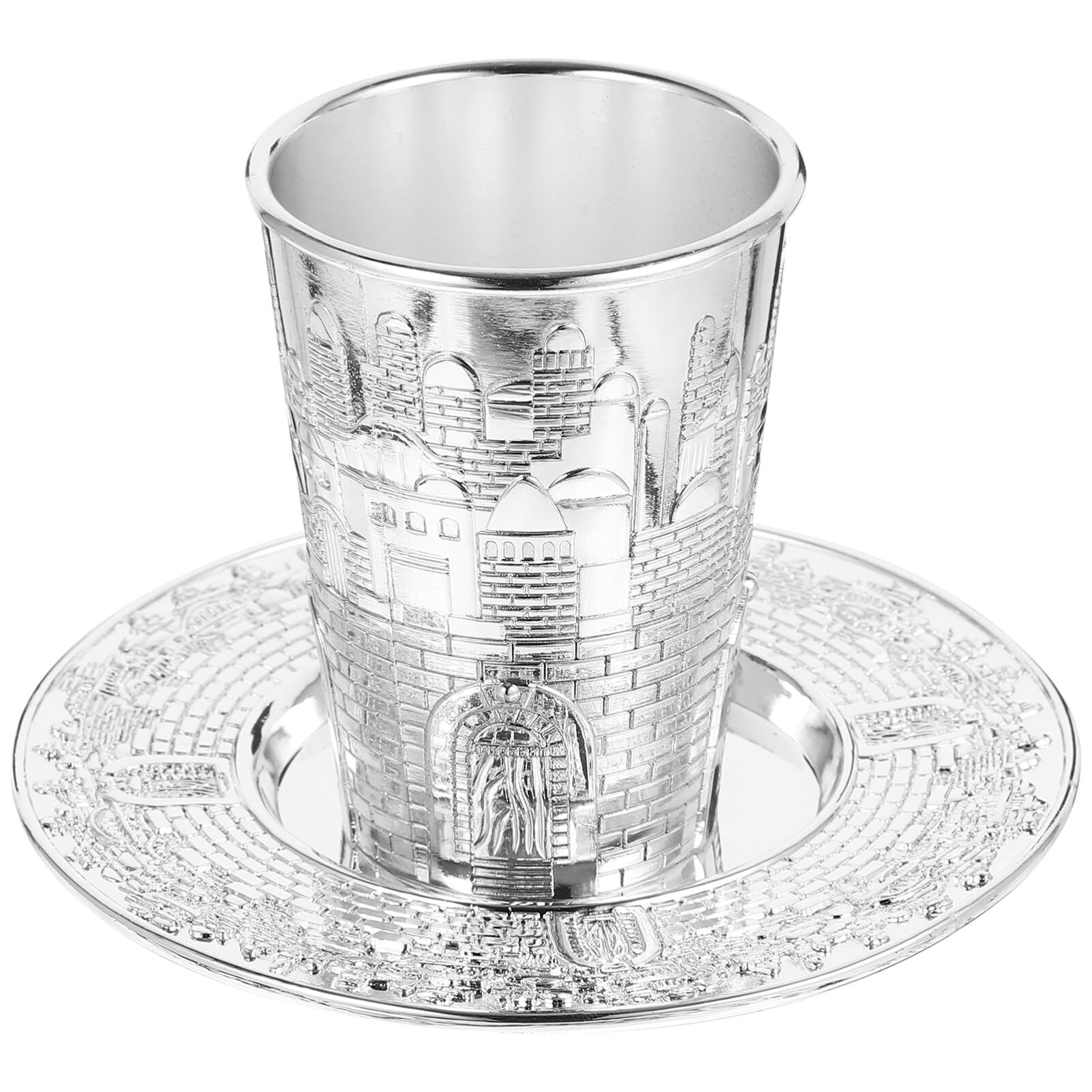 Coupe de Kiddouch et plateau le cadeau de mariage et de crémaillère Judaica idéal