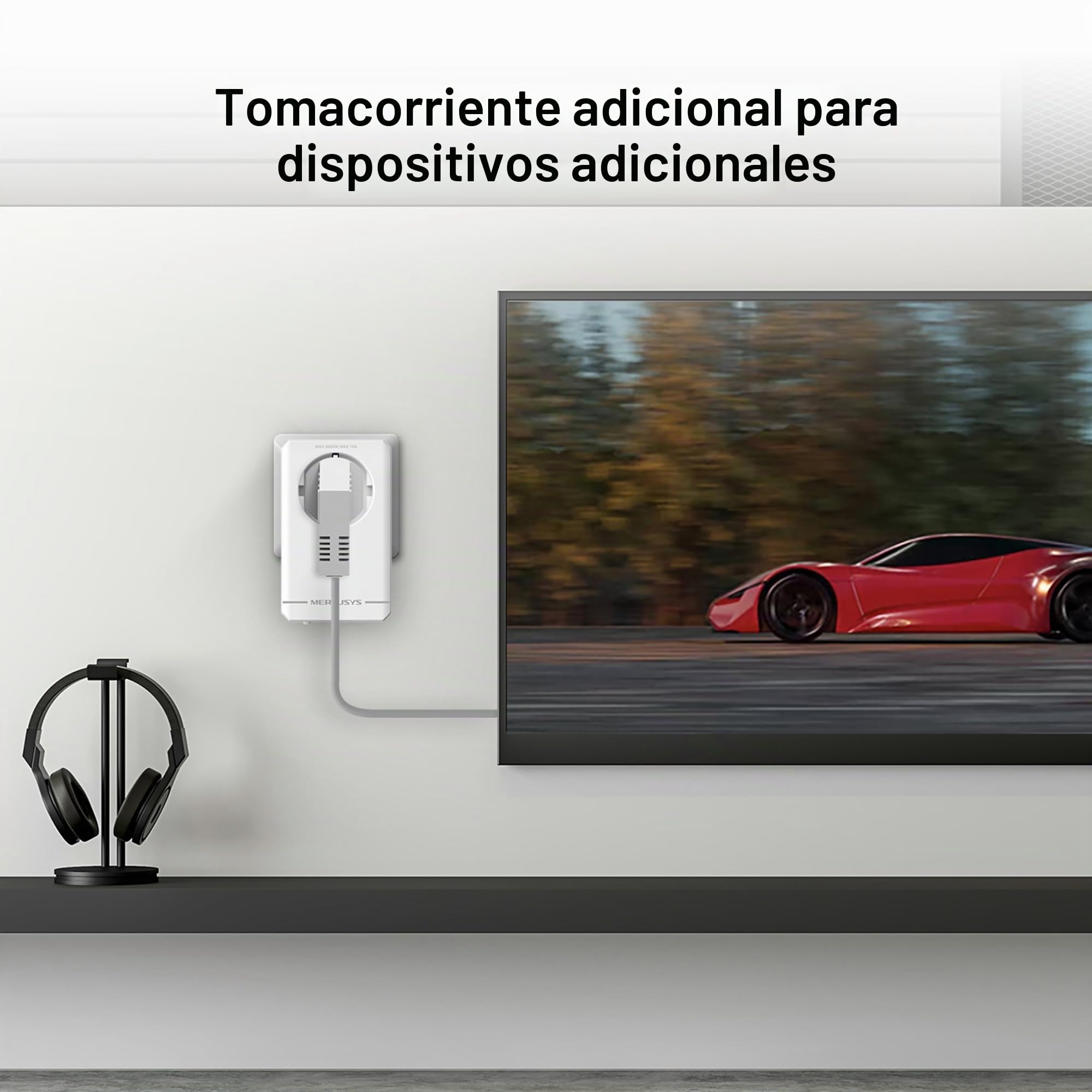 MERCUSYS MP500P Kit – Powerline AV1000 con Puerto Gigabit y Toma Passthrough, 2 Adaptadores PLC, Red Eléctrica de Alta Velocidad, Plug & Play, Ideal para Streaming 4K y Gaming