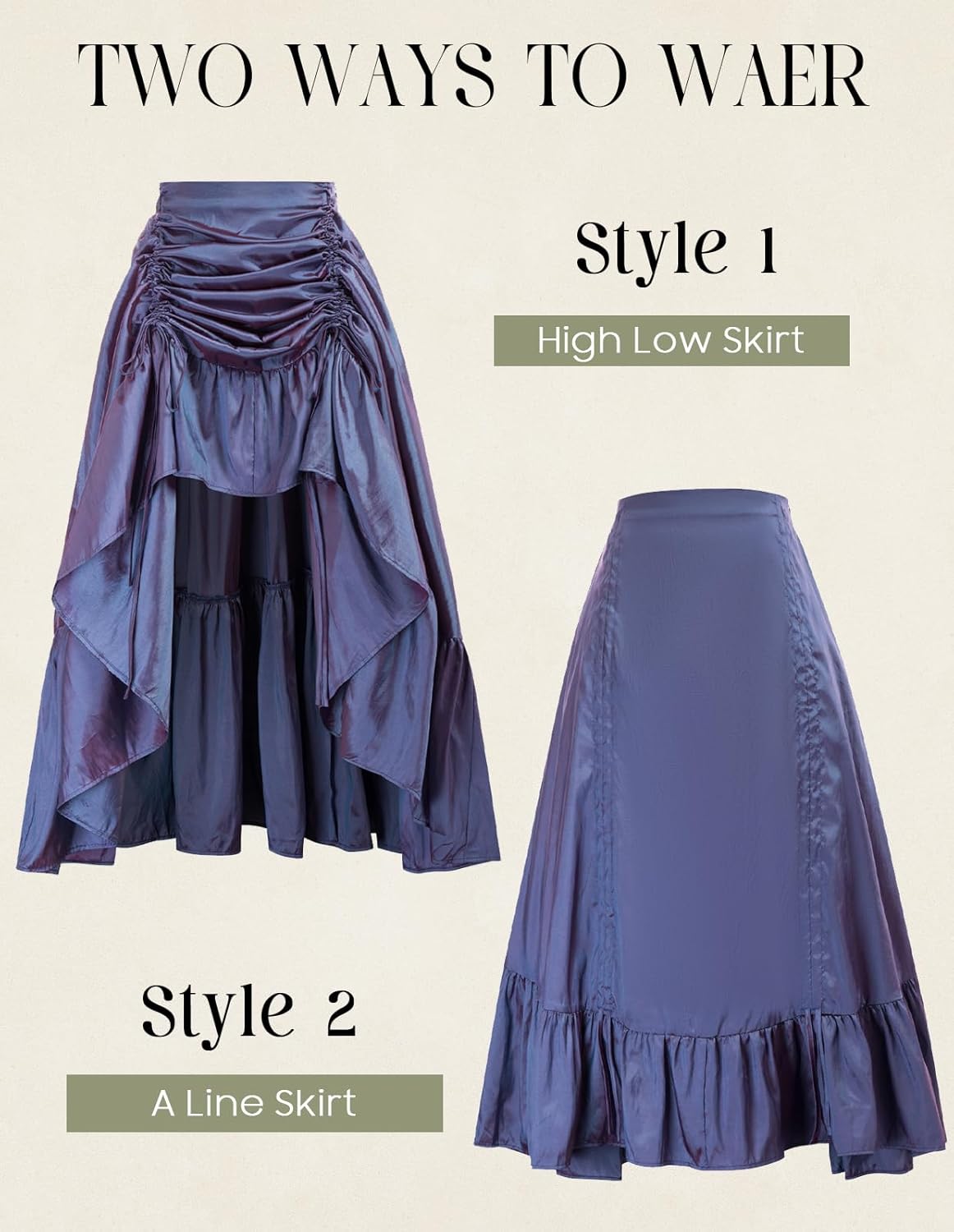 Scarlet Darkness Women's Renaissance Pirate Skirt Gothic Steampunk Victorian High-Low Skirts - Image 4