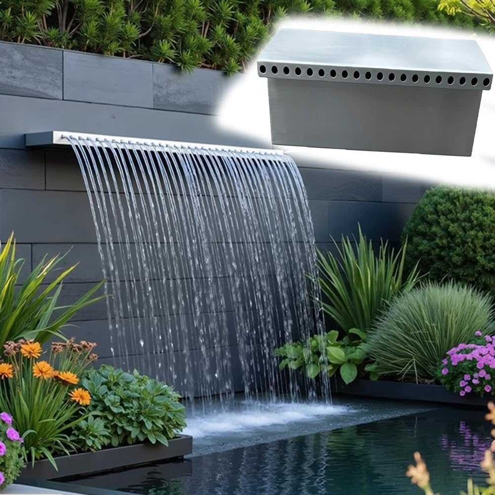 Cascade de fontaine en cascade transparente pour jardin - Fontaine en cascade intégrée en acier inoxydable