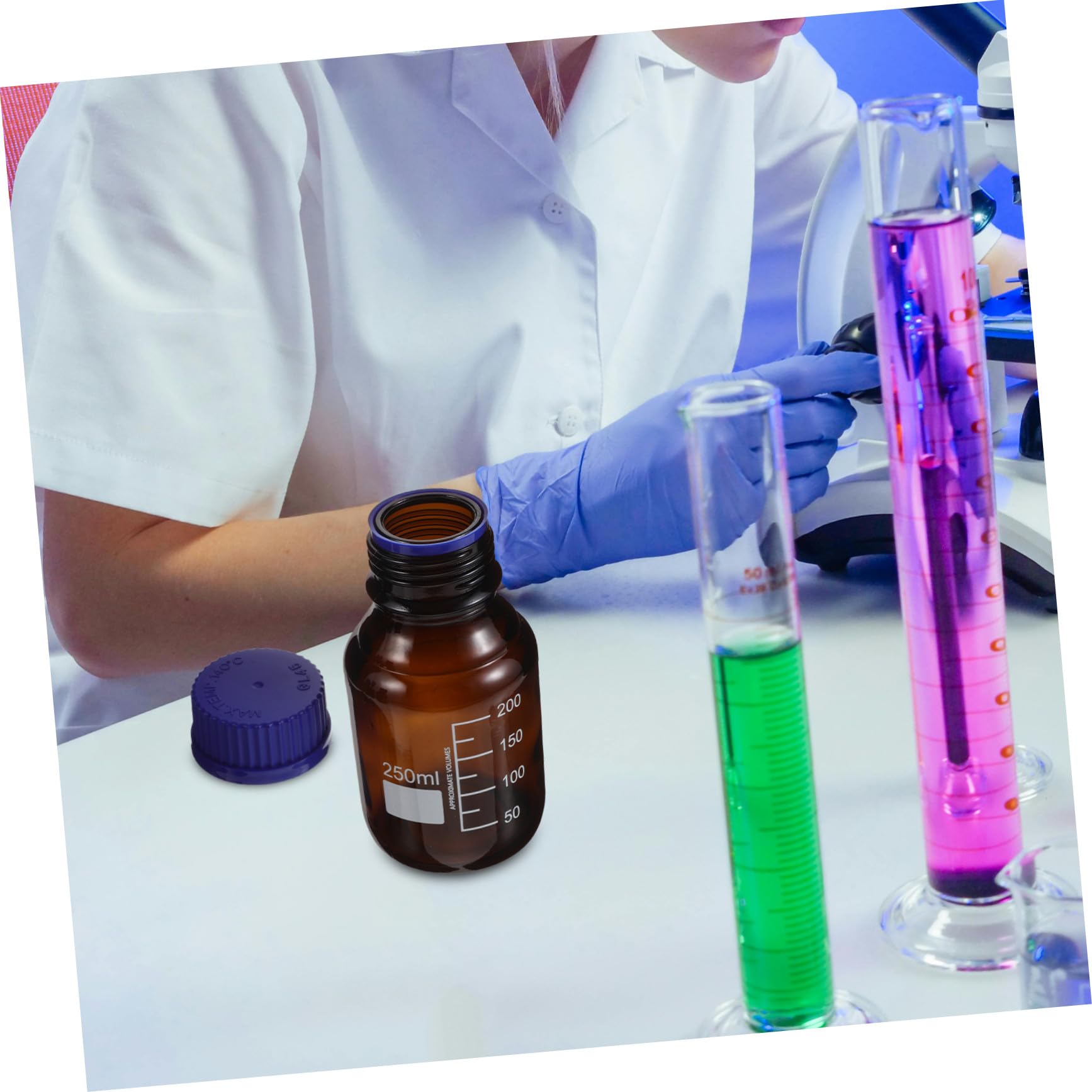 PLAFOPE 3stücke Glasflasche Labor mit Schraubverschluss für Chemikalienaufbewahrung Uv-schutz und Klare Graduierung zur Präzisen Flüssigkeitsmessung