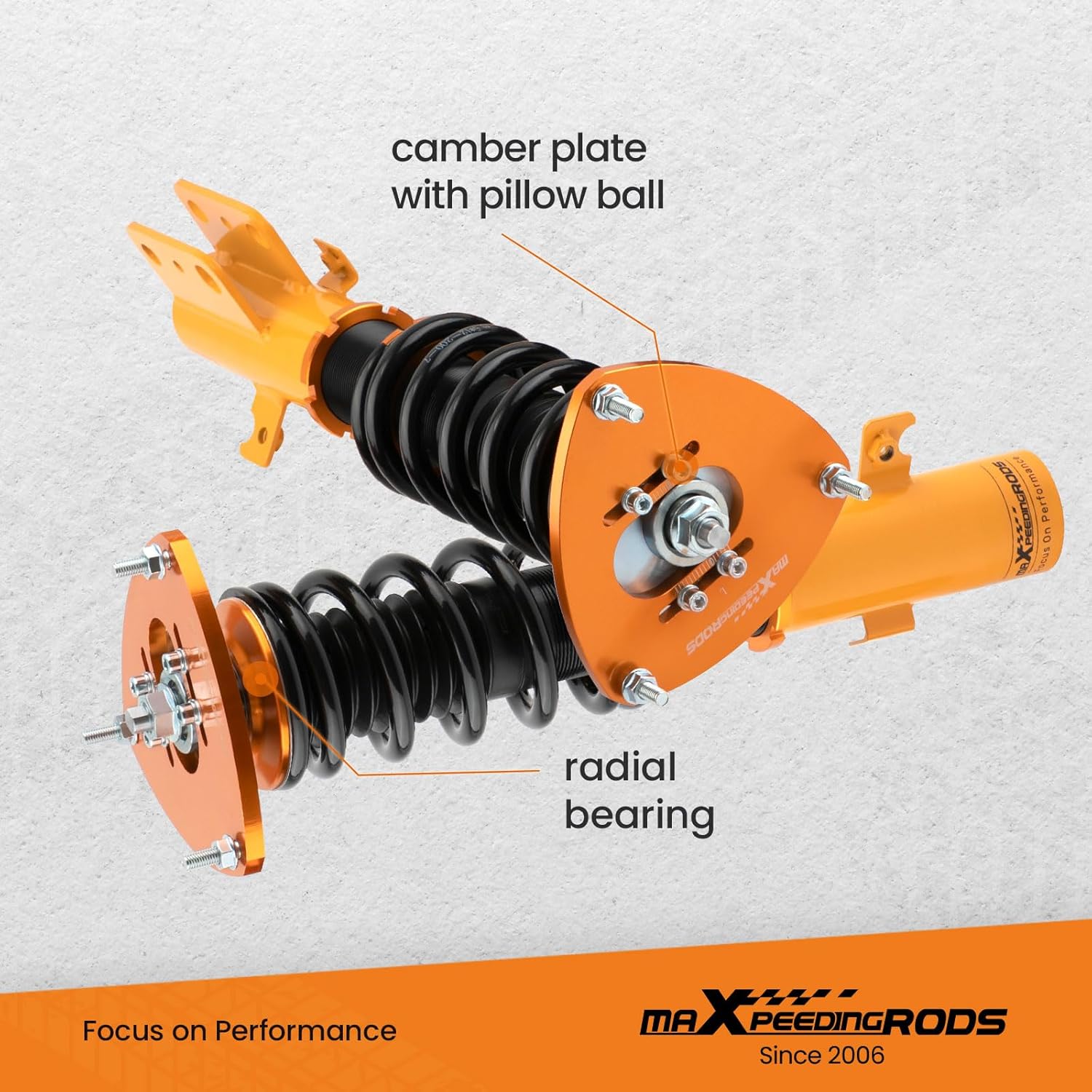 maXpeedingrods Coilovers for Subaru Legacy 2005-2009, Height Adjustable Coilover Suspension Kit, Preset Damping Shock Absorber Lowering Kits, Gold