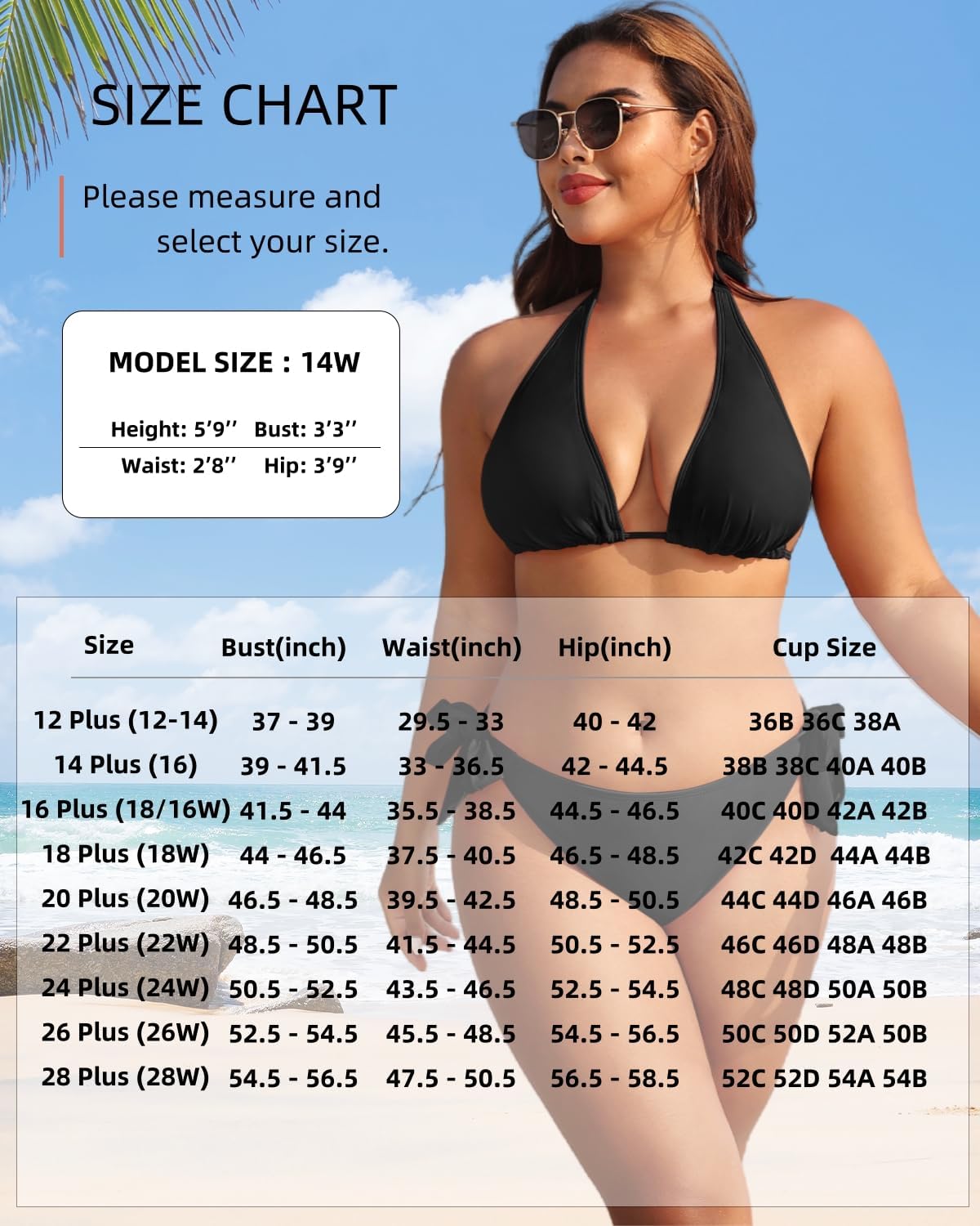 Tempt Me Women Plus Size Triangle Bikini Halter Two Piece Swimsuit Sexy Tie Side Bathing Suits - Image 5