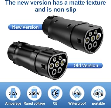 Type 1 to Type 2 EV Charging Adapter, Electric Vehicle Charging Adapter (SAE J1772 to IEC62196) 32A 8KW for Type 2 Electric Vehicles Conversion Converter