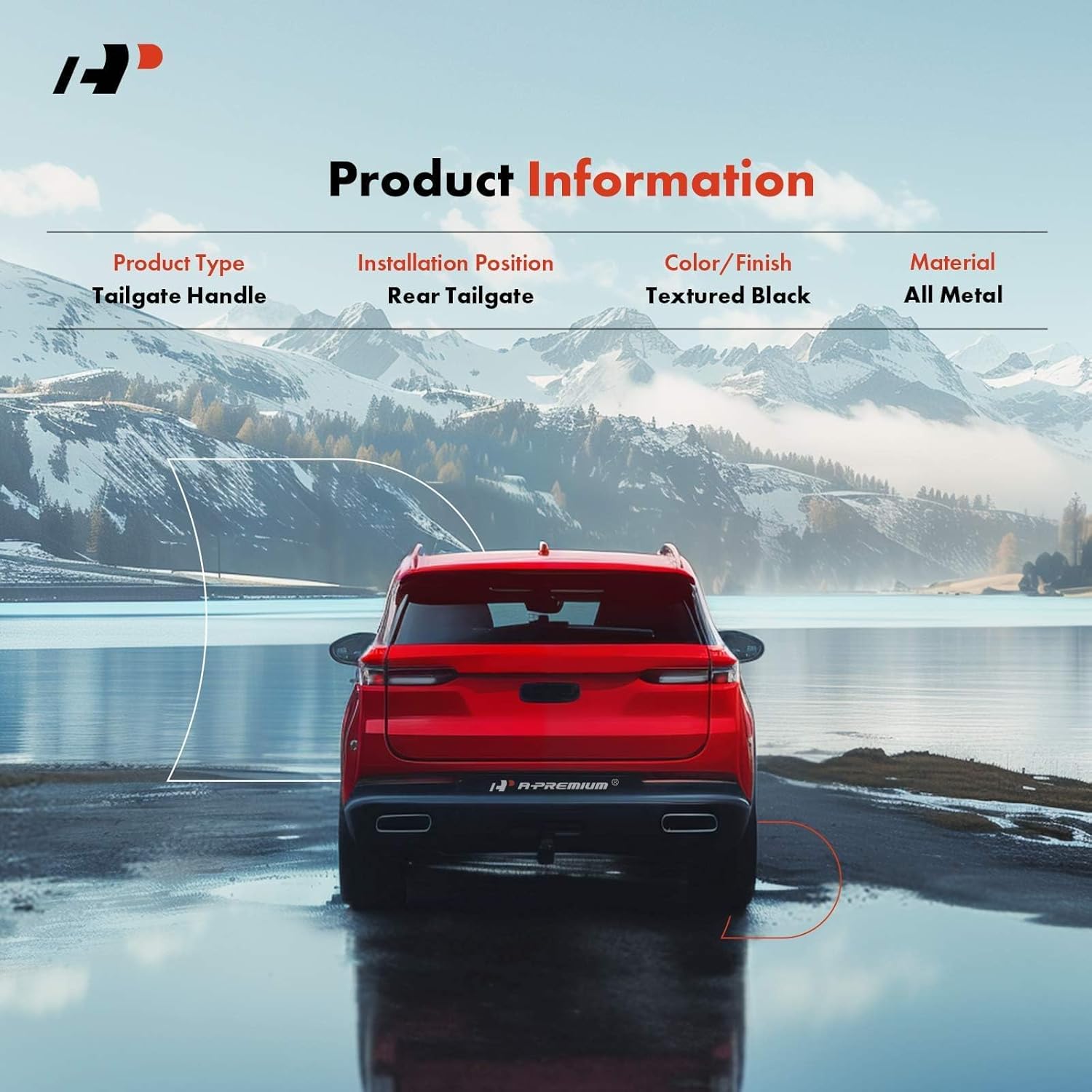 A-Premium Tailgate Handle Upgraded Metal Design Compatible with Ford Ranger 1998-2011 - Rear Door Handle, Textured Black, All Metal, Replace# 1L5Z9943400AAA