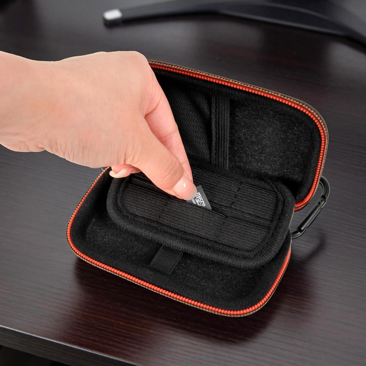 Case for SanDisk SSD (Black, for SSD Within 4.25 * 2.2 * 0.45 inch) | Portable Solid State Drive Box, Travel/Office/Work Use, Hard Felt Shell, All in One SD/SSD Holder, Bag Only