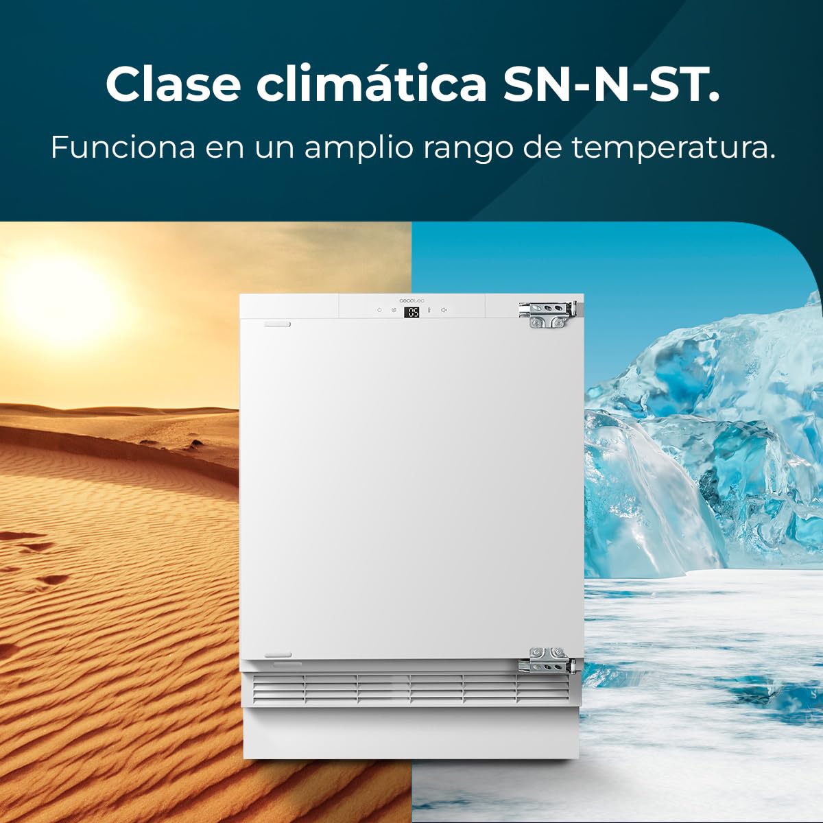 Cecotec Bolero Coolmarket TF BI 101 Congélateur Intégrable 101 L Blanc Écran Tactile Fast Freezing Porte Réversible Température Réglable -14 °C à -24 °C LED Intérieur Alarme