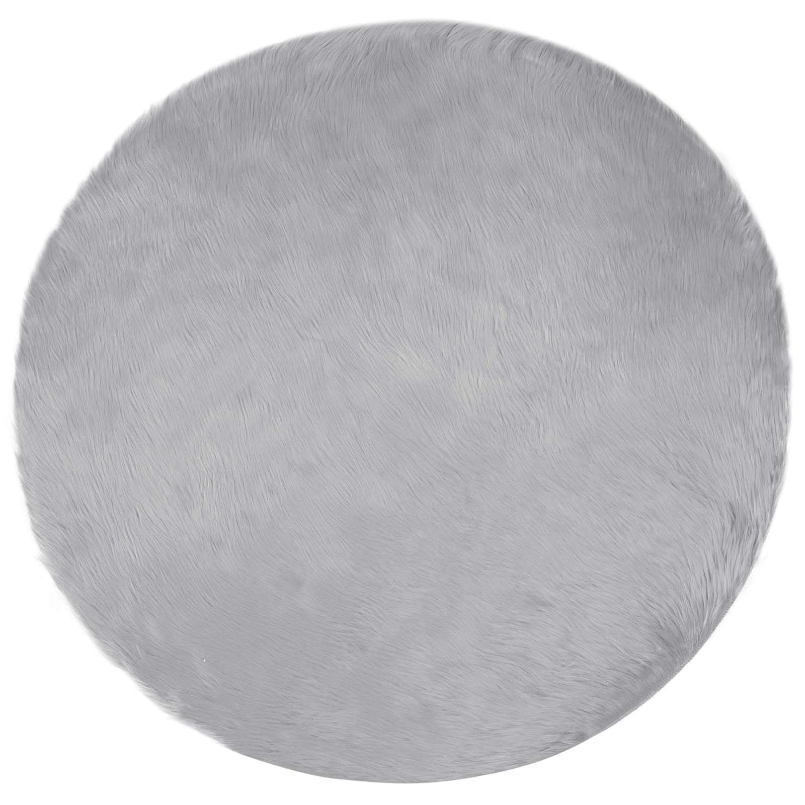Teppich Kunstschaffell Grau Ø 120 cm Rund Polyester Flauschig
