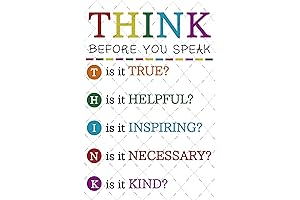 Before You Speak Think Sign - Motivational Wall Decor for Classroom Metal Tin Signs