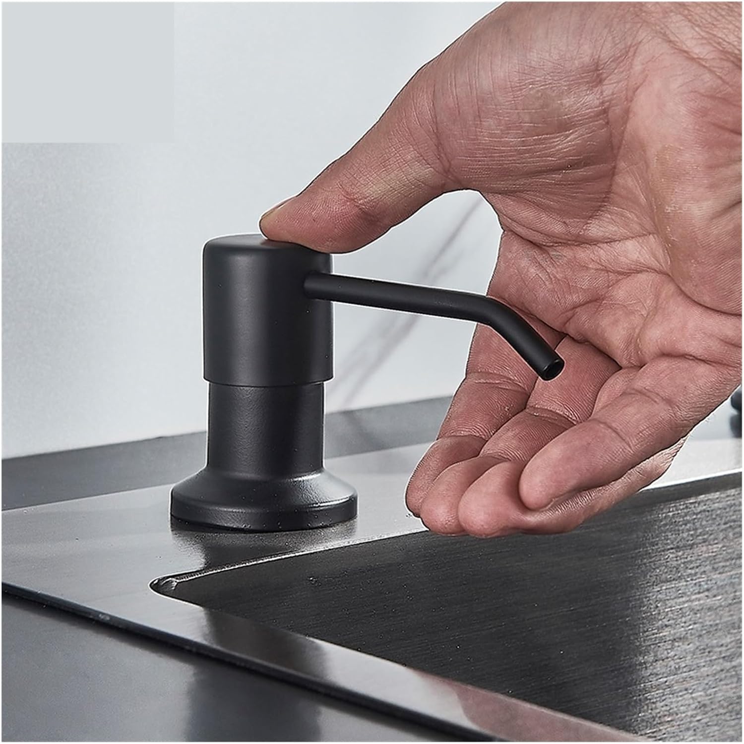 220ML Black Kitchen Soap Dispenser 3 Colors Liquid Detergent Kitchen Sink Lotion Bottle Stainless Steel Head ABS Bottle(Nickel ABS Bottle)