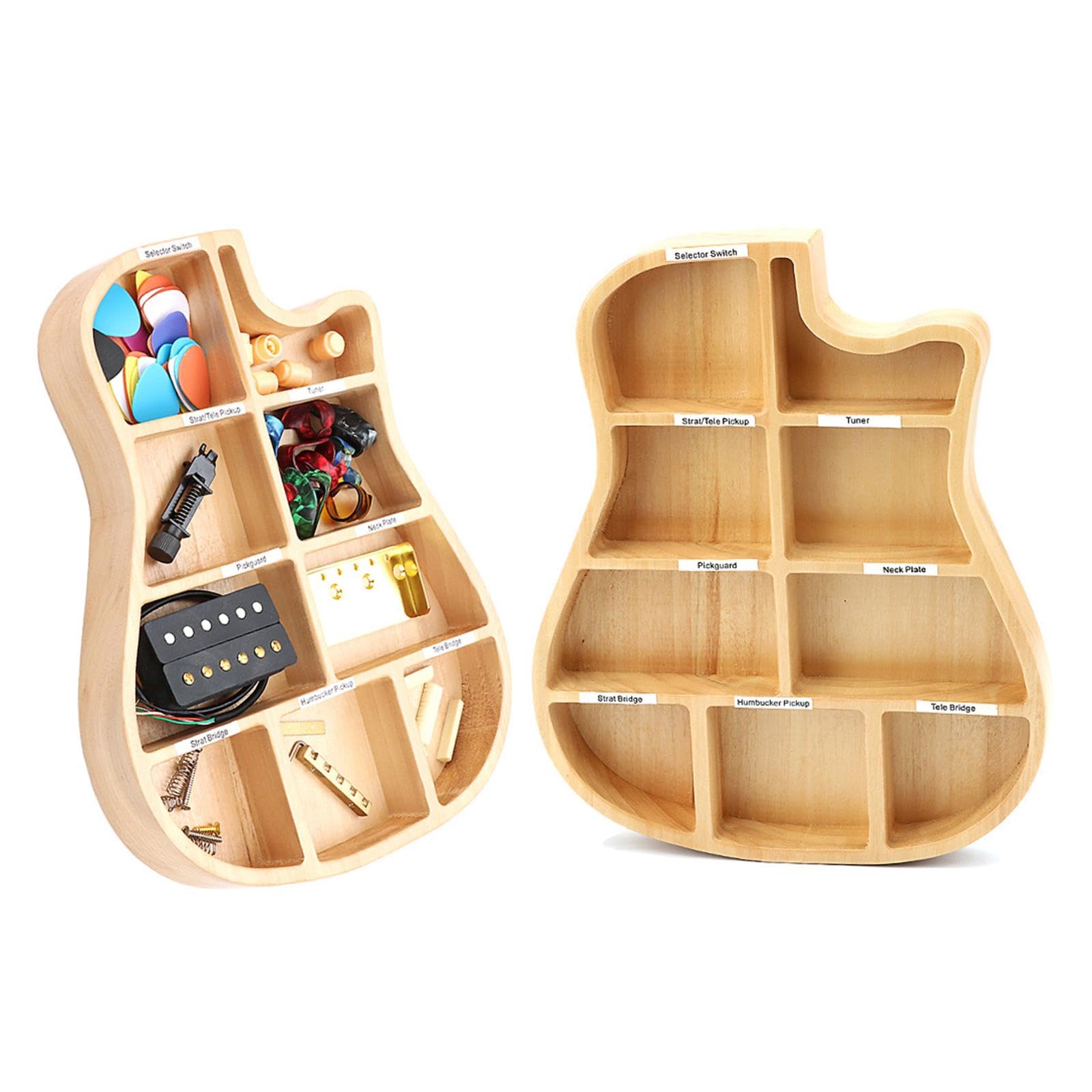 Generic Caja de Púas de Guitarra de Madera, Soporte para Caja de Púas de Guitarra con 9 Compartimentos