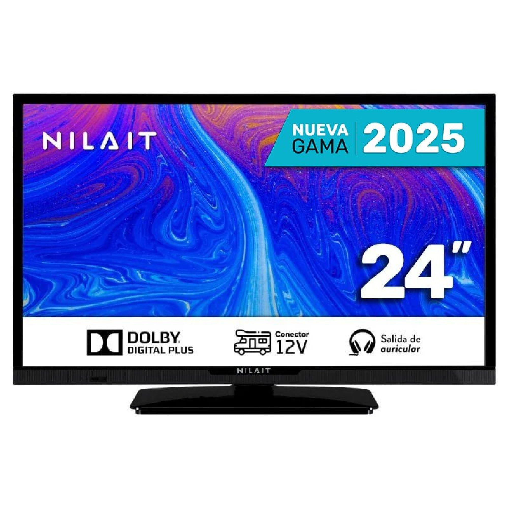 Nilait Prisma TV 24 Pulgadas HD Ready ELED, Televisor Compacto 12V Bajo Consumo, USB HDMI Grabador, Ideal Cocina Camping Autocaravana
