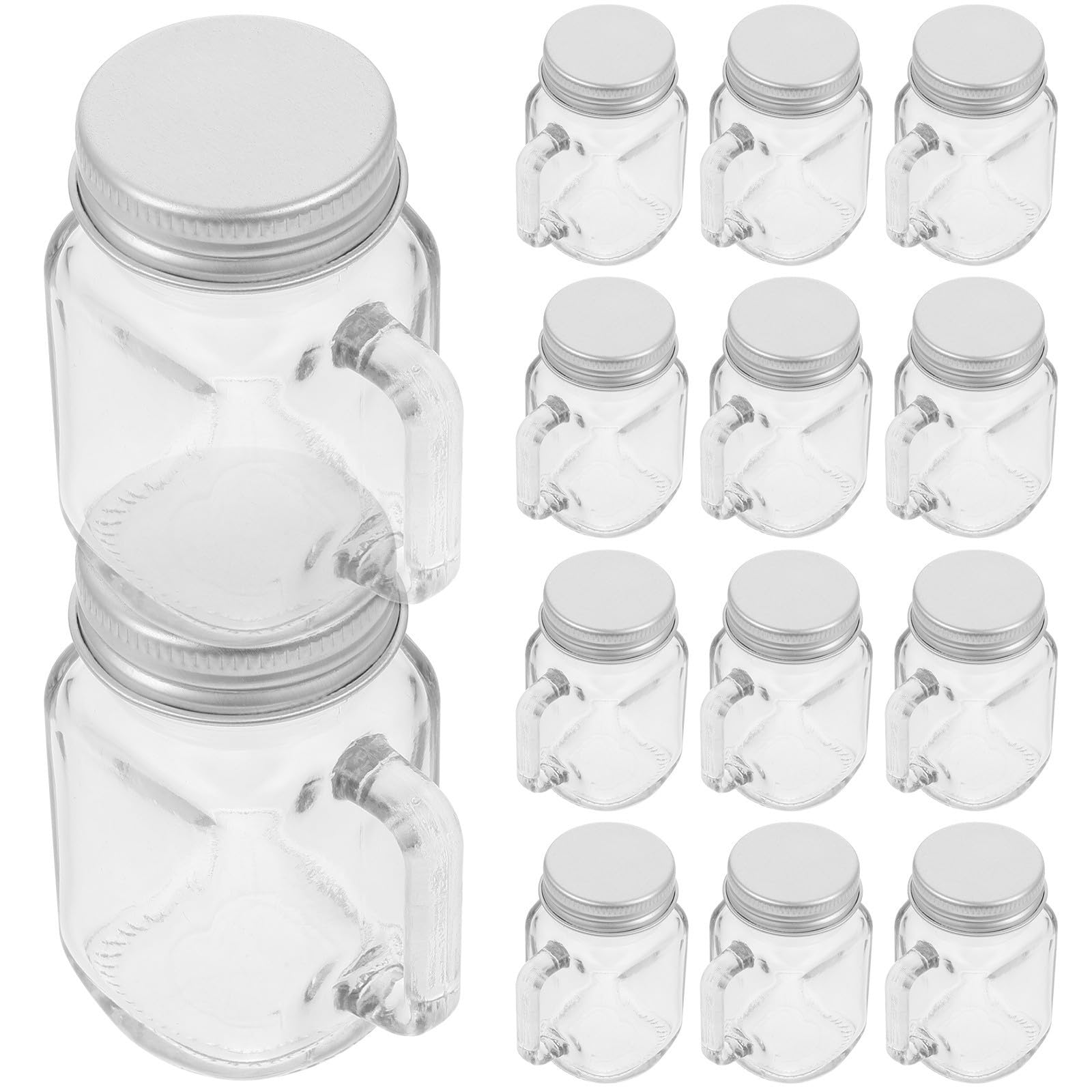Levemolo 16 Pièces Petit Bocal en Verre avec Couvercle, 60ml, Portable