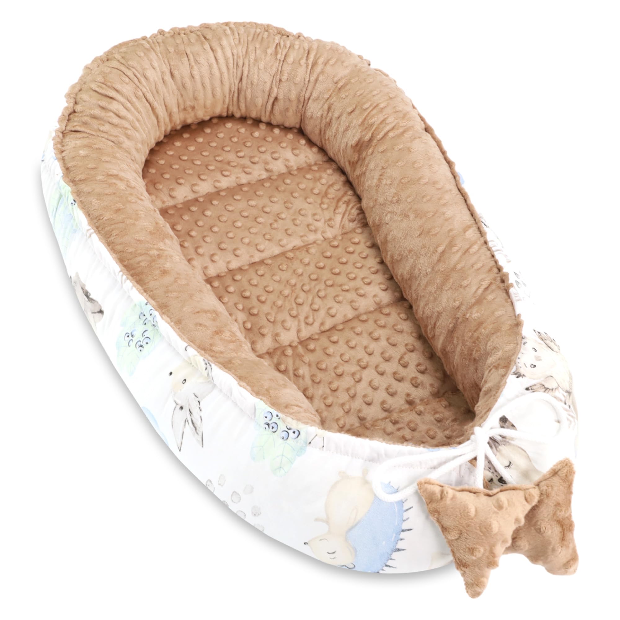 Riduttore lettino neonato - 90x50 cm nido culla pod cocoonababy babynest antisoffoco per bambina e bambino baby nest per neonati Tonalità kaki riccio B
